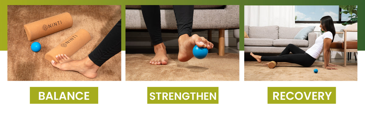 Ninti Balance Board - Premium Cork Balancing Board & Foot Strengthener for Enhanced Foot Function | Unique Design for Balance Stability & Foot Strength | Improve Mobility & Prevent Falls | Balance Trainer | USA Owned
